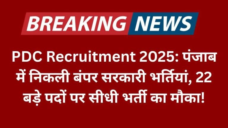 PDC Recruitment 2025: पंजाब में निकली बंपर सरकारी भर्तियां, 22 बड़े पदों पर सीधी भर्ती का मौका!