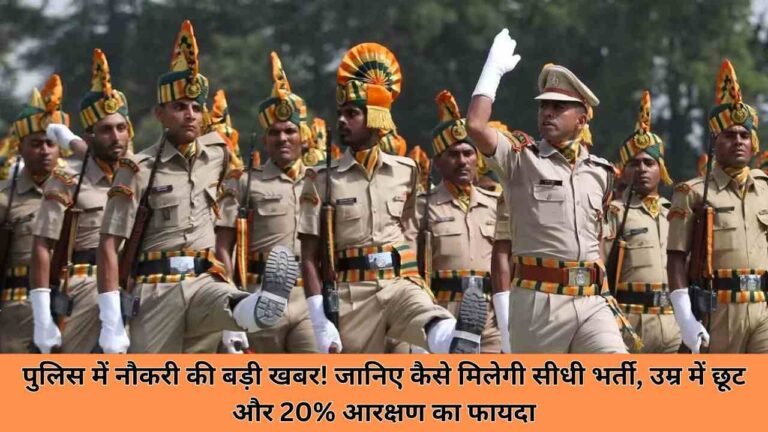 पुलिस में नौकरी की बड़ी खबर! जानिए कैसे मिलेगी सीधी भर्ती, उम्र में छूट और 20% आरक्षण का फायदा
